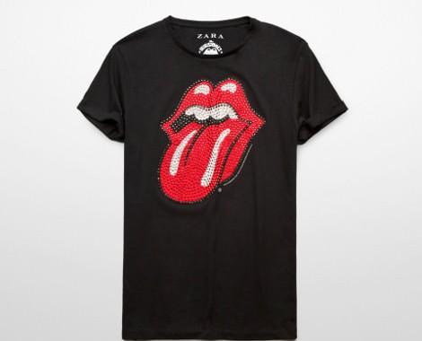 t-shirt bouche Rolling Stones par Zara